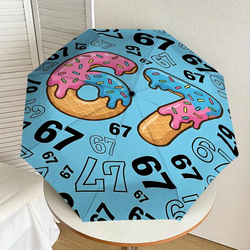 1PC Number 67 Umbrella-8-Rib Reinforced, Automatic Open, Lightweight & Durable, Fashion Accessory for Outdoor, J0337