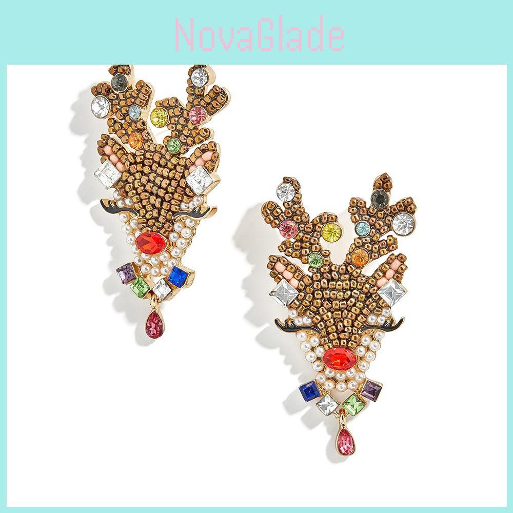 Stylish Christmas Reindeer Earrings Alloy Electroplated Holiday Gift Trendy Jewelry