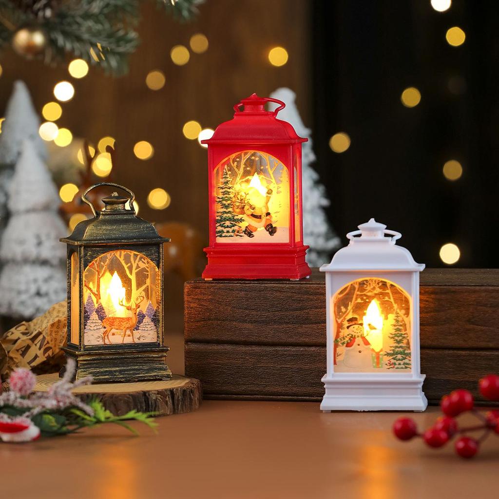 Christmas Snowman and Santa Lantern Night Light