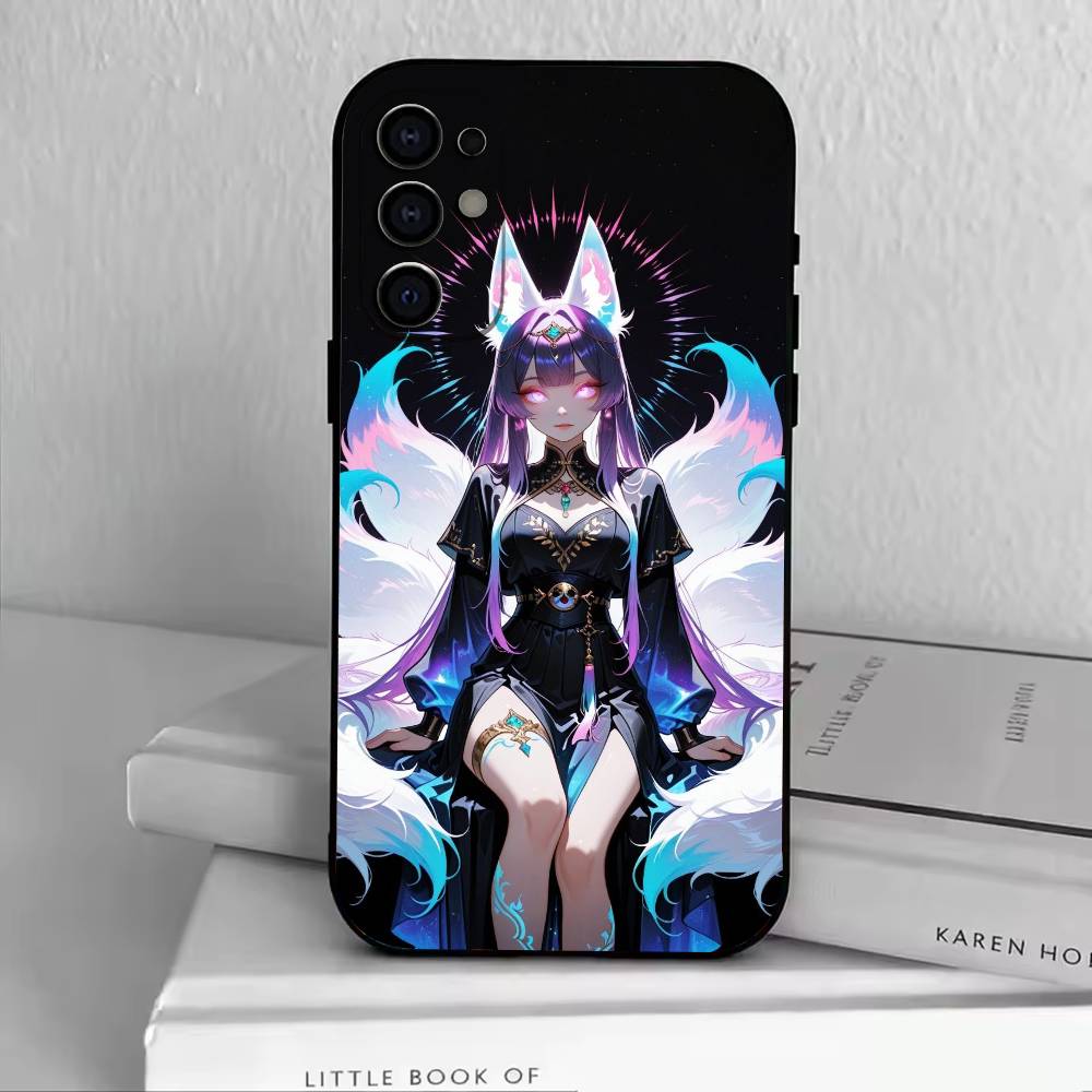 Fox Girl  Phone Case Black Silicone Soft For Samsung S25,S24,S21,S22,S23,S30,Ultra,S20,Plus,Fe,Lite