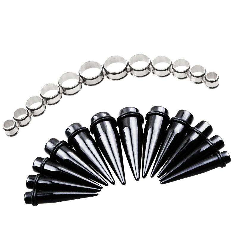 24pcs Acrylic&Steel Ear Plugs Expander Kit Taper Stretcher Gauges Stretching Set 24Pcs/set серебряный