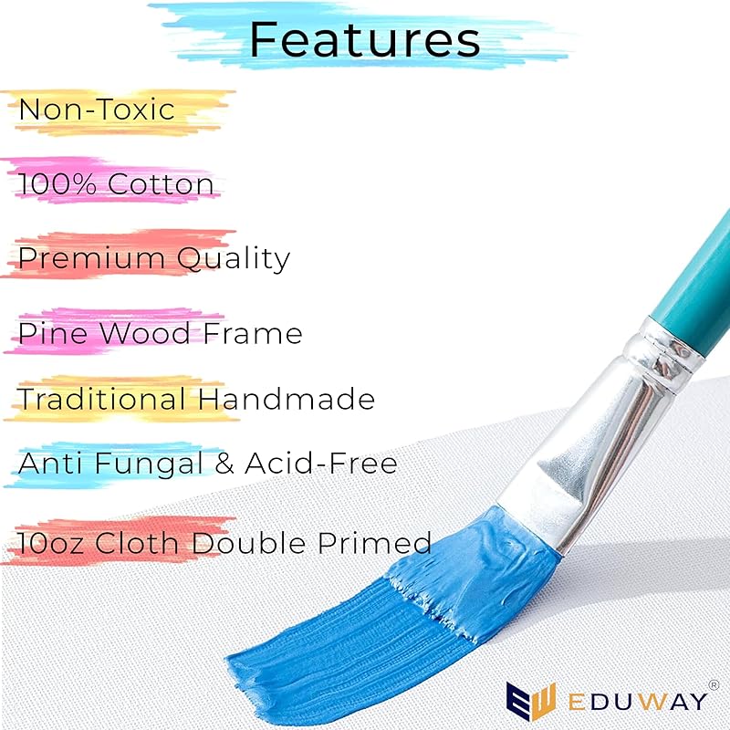

Eduway Medium Grain 8X10 Inch - Cotton Pre Stretched Canvas With Wooden Frame For Painting, White - (Set Of - 1 Pcs) - ( 8102025