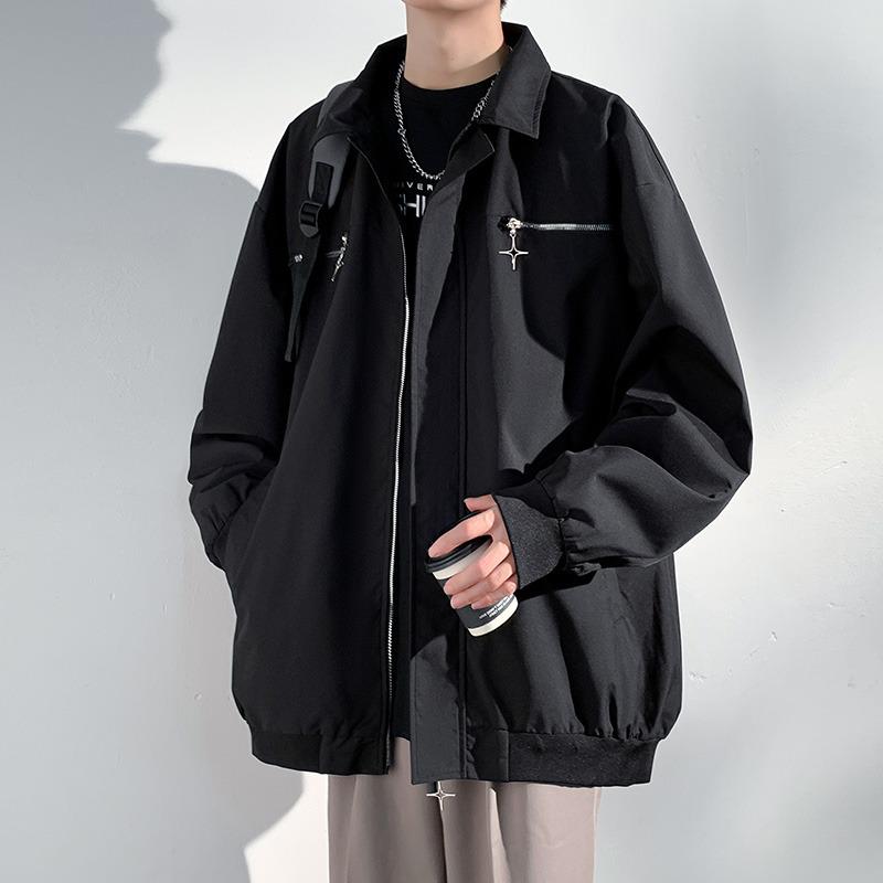 Men s 2025 Spring/Autumn Trendy Loose Lapel Jacket L чёрный