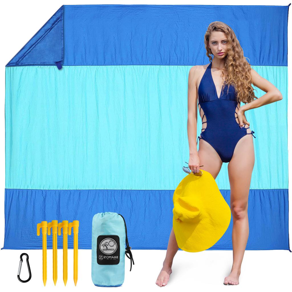 Large Anti-sand Beach Camping Mat Waterproof Sandproof Oversized Beach Blanket Picnic Mat Outdoor Lightweight Foldable Beach Mat