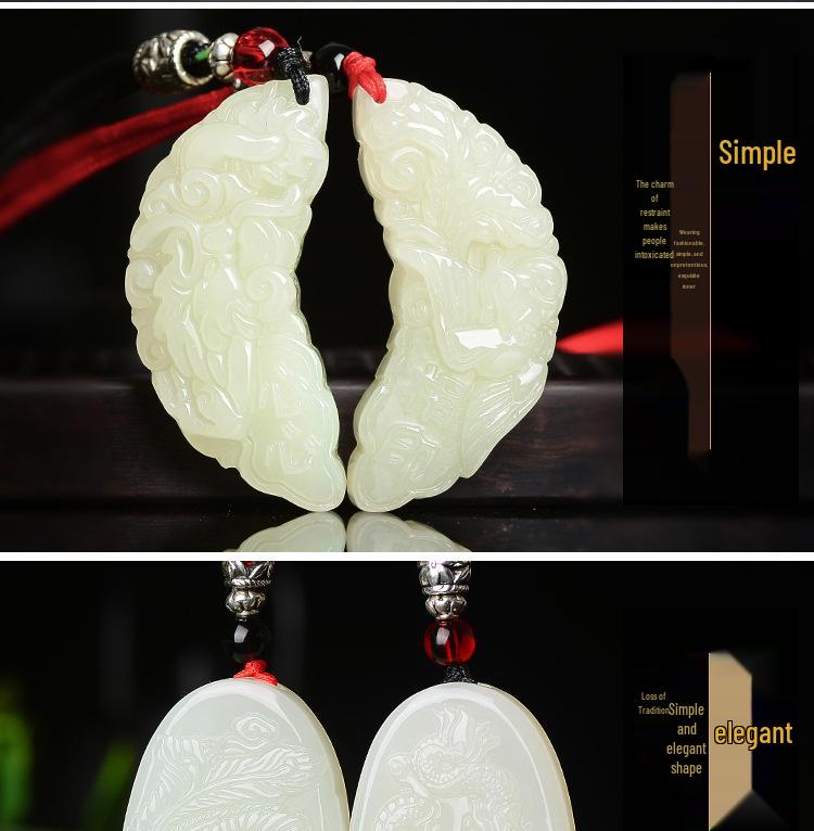 Xinjiang Hotan Jade Tai Chi Dragon and Phoenix Pendant with Certificate – Auspicious Jade Pair