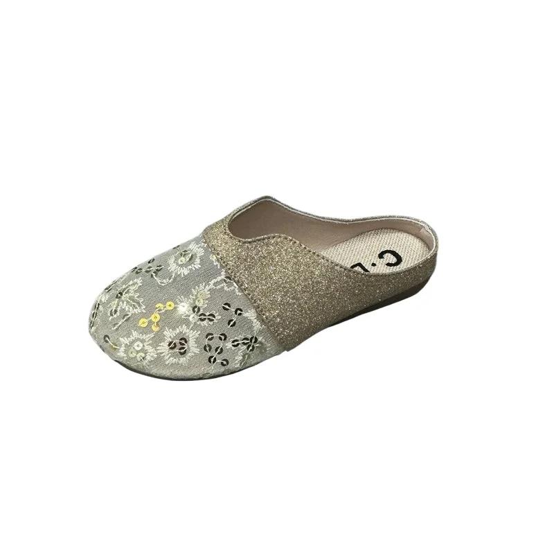 Fashion 2025 Fashion Ladies Shoes Closed Toe Women's Slippers New Embroidery Outdoor Best Seller Daily Comfortable Flat Slippers Zapatos