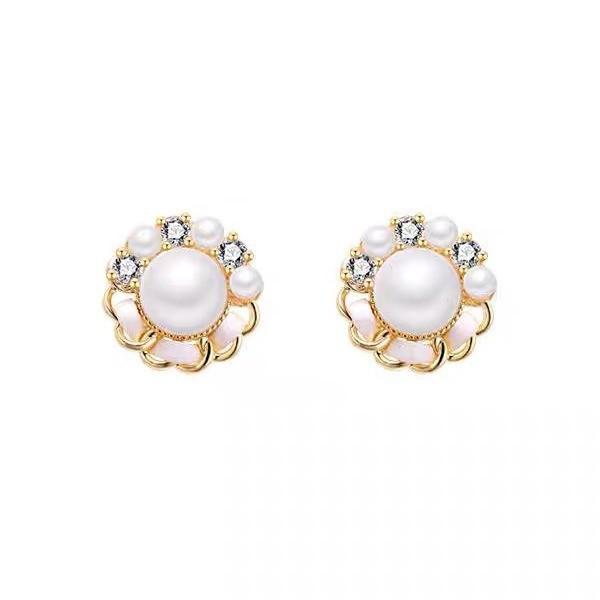 Xiaoxiangfeng pearl stud earrings New style trendy gentle high-end temperament earrings earrings