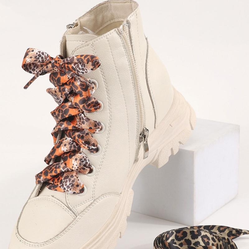 Leopard Print Flat Shoelaces For Casual Shoes Sports Sneakers Boots Soft Polyester Shoe Strings Footwear Accessories