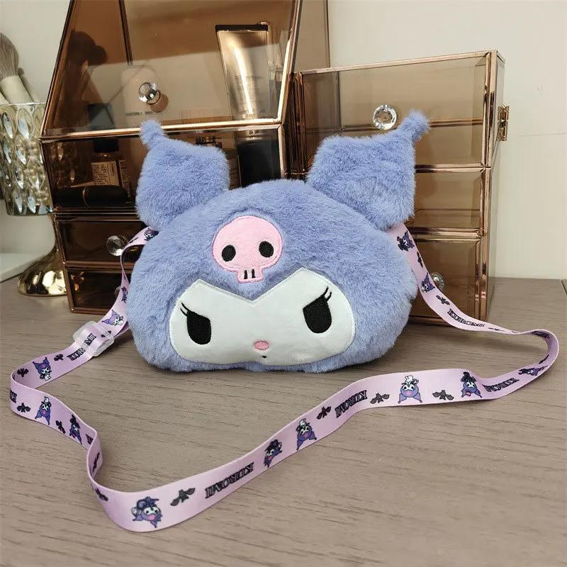 Animation Kuromi Plush Bag for Girls Small Change Tote Handbags Shoulder Bags Kawaii Toy Figures Bags Coin Purse Gifts фиолетовый