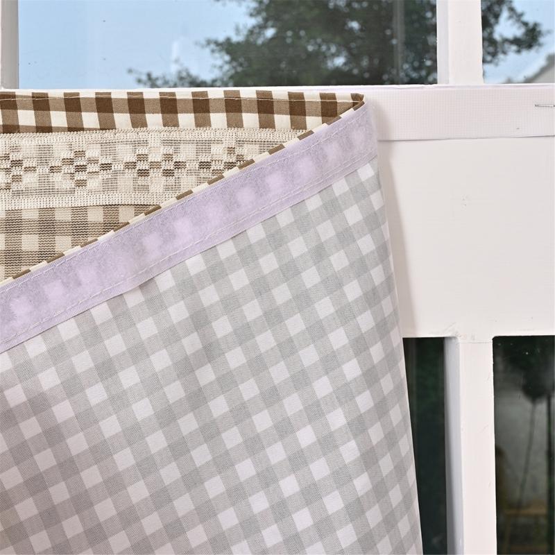 Kitchen Short Curtain Panel with Top, Light Filtering Polyester Privacy Panel and Trim Accent Style Window Drape