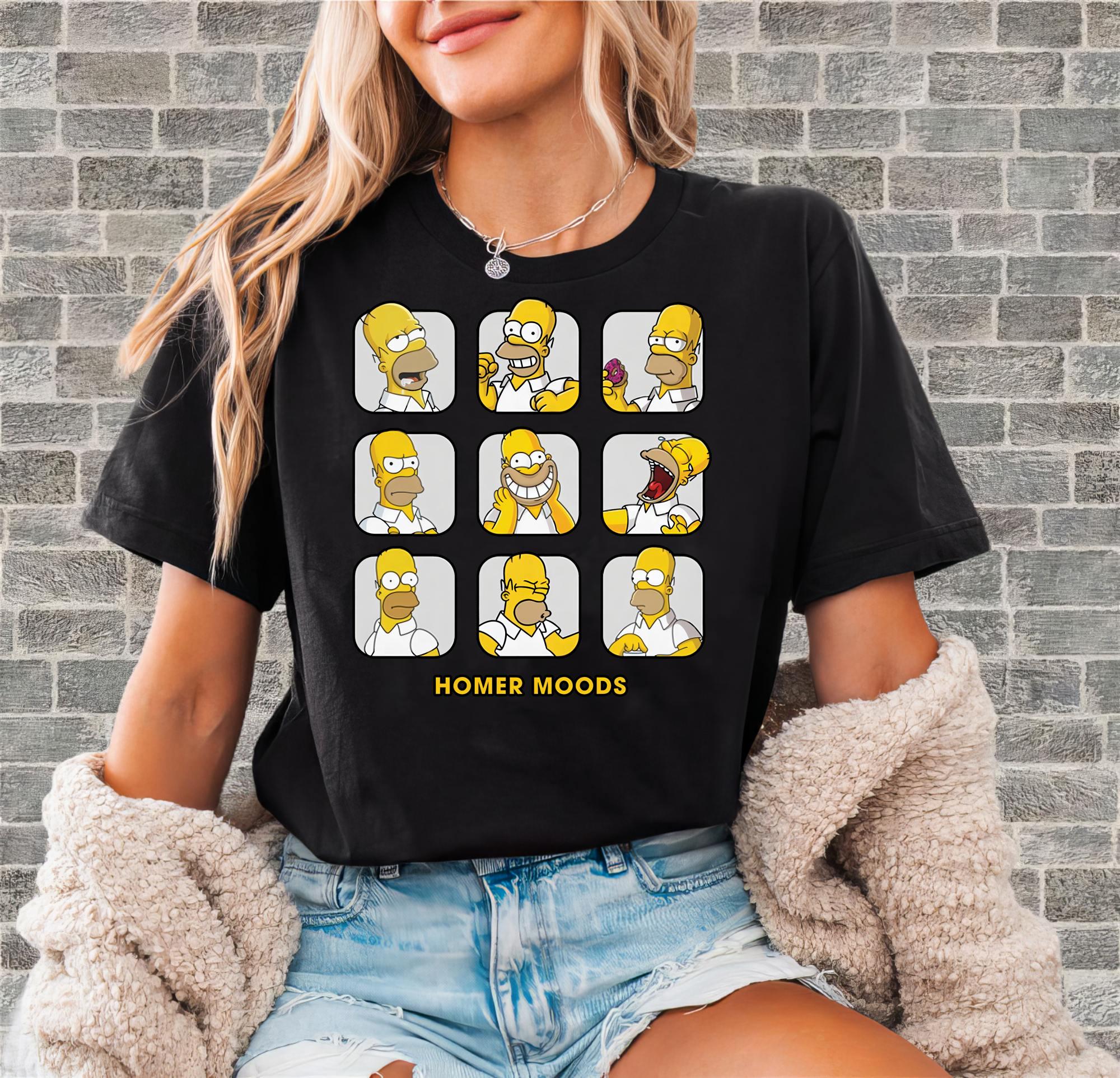 Womens The Simpsons Homer Simpson Poster Tshirt Cotton Short Sleeve Unisex Streetwear Oversized Loose Casual Stylish and Casual S