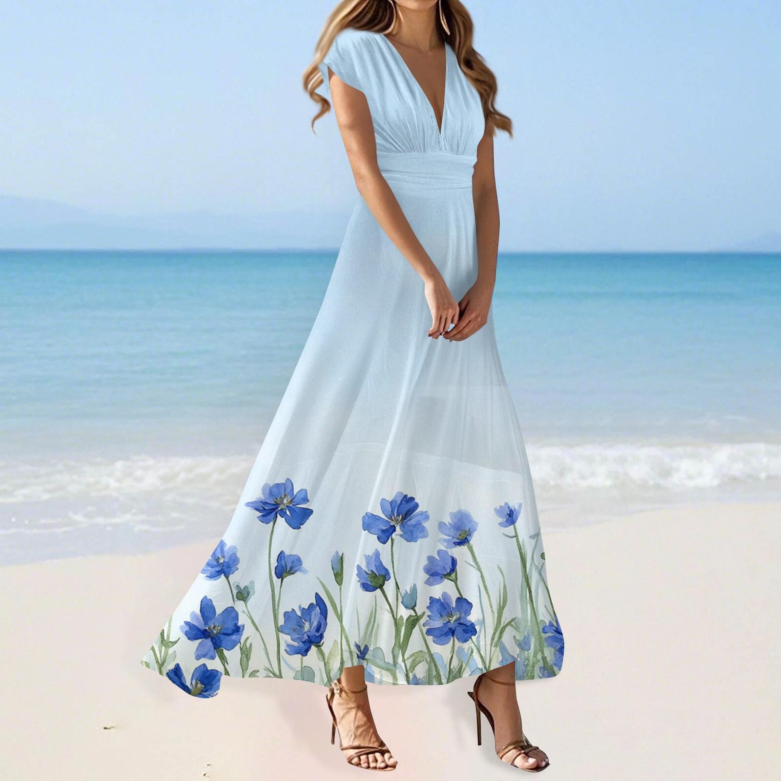 

Платье в стиле бохо для женщин, повседневное, свободного кроя, летнее платье с карманом M