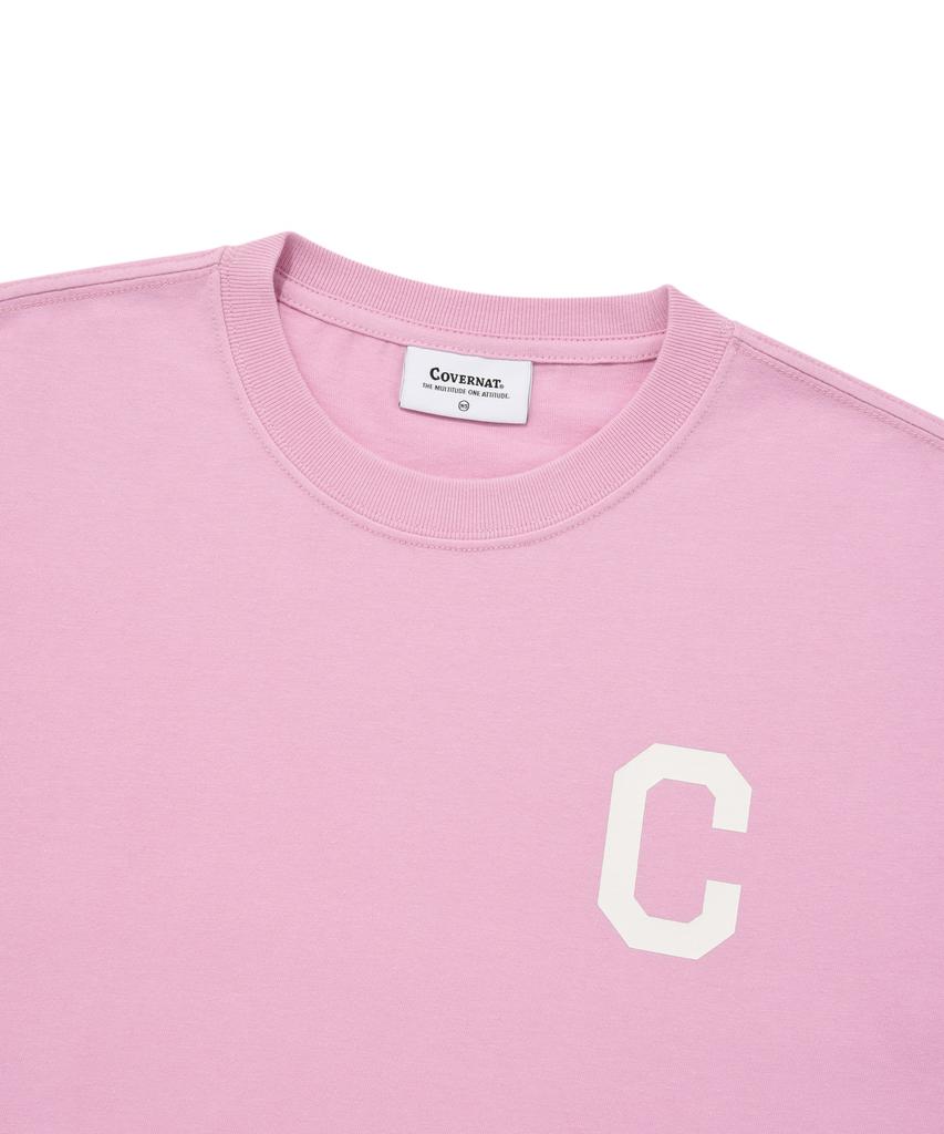 COVERNAT WOMAN Crop C Logo Over T-Shirt Pink
