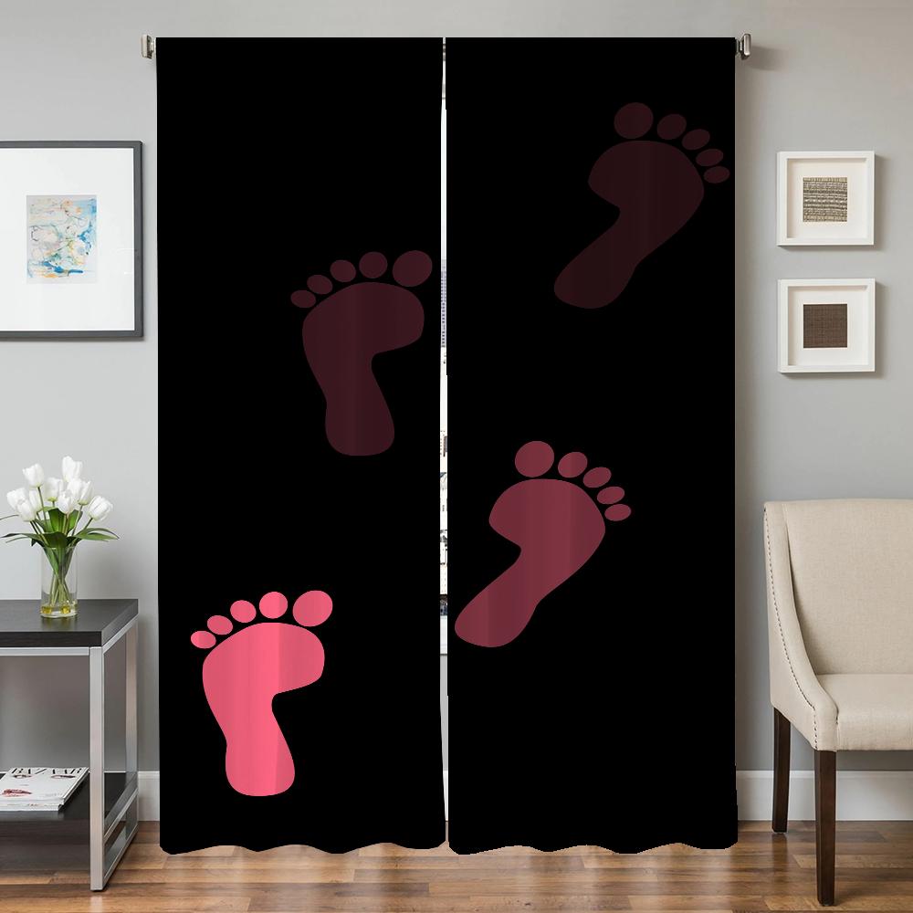 

Домашний интерьер Кухонные шторы для гостиной 2 штуки Затемняющие шторы Занавеска для двери Следы Разделитель Декорация спальни W50xH70cmx2pcs-CL