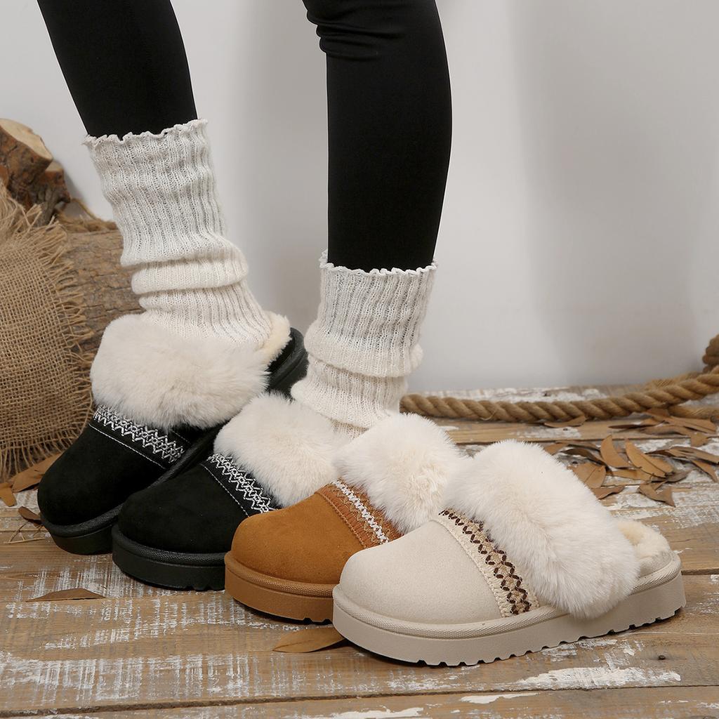 Fashion Women Anti-Slip Cotton Slippers Comfortable Slip On Shoes Women Winter Home Retro Casual Sandals Outdoor Slippers Slides Women