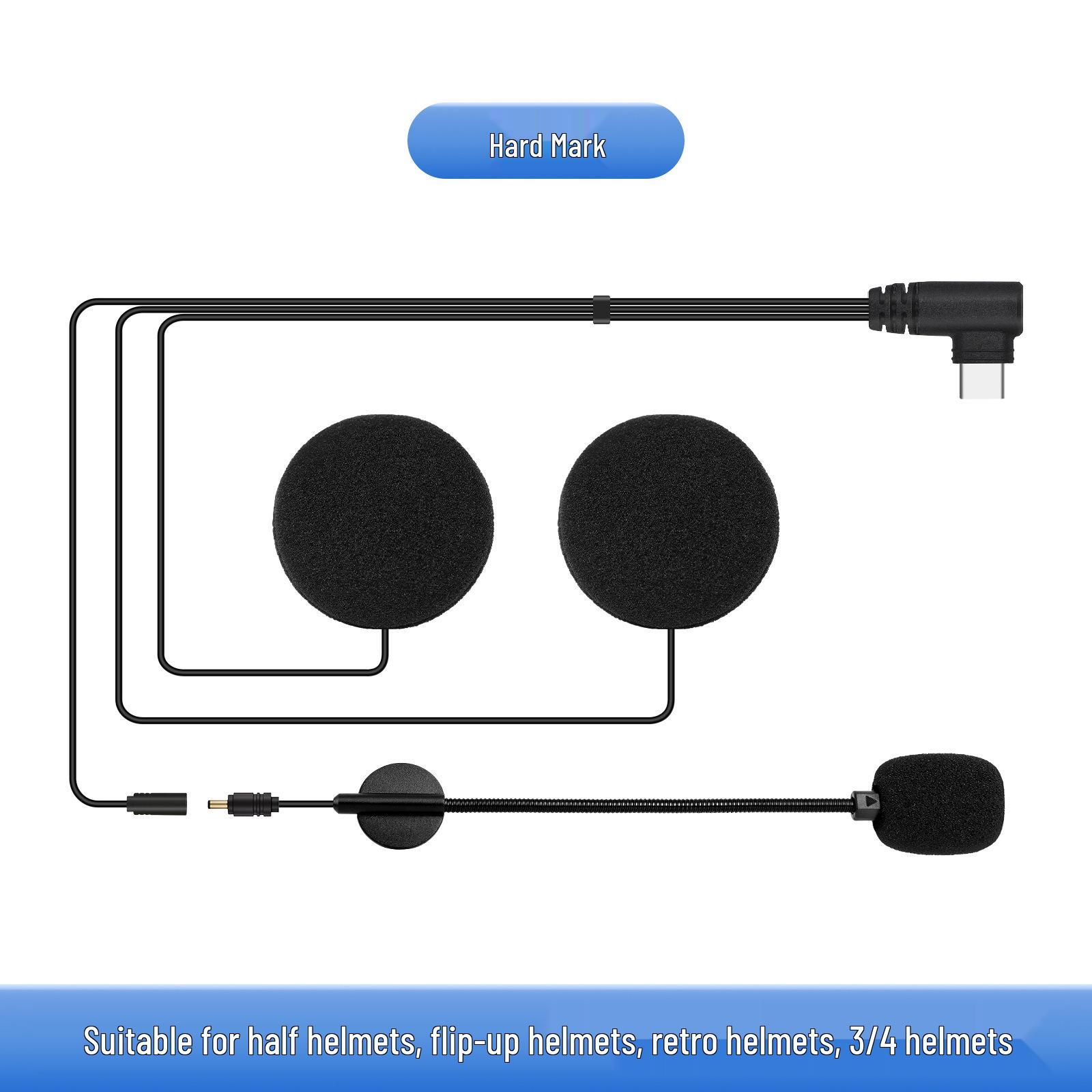 

Universal Type-C Bluetooth Motorcycle Helmet Headset with Noise Cancelling and Soft/Hard Mic Options