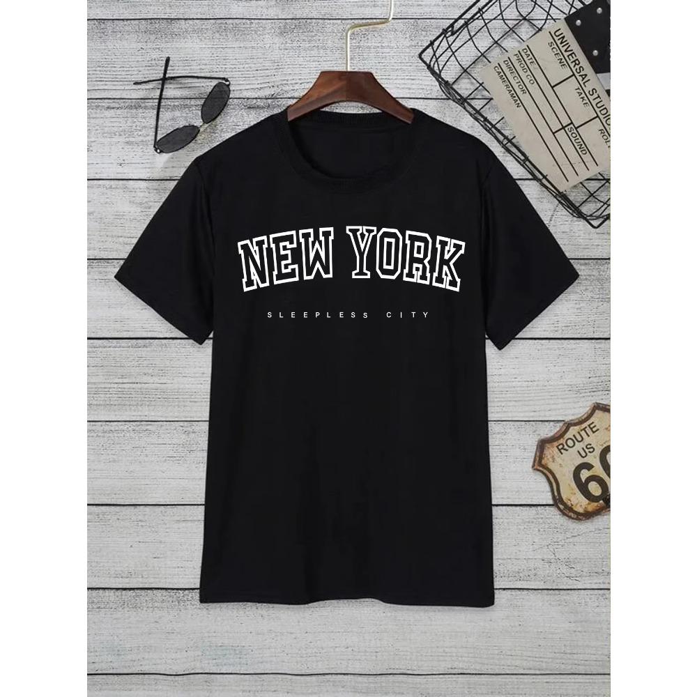 Men's New York Graphic Loose Casual Short Sleeve T-shirt Couple T-shirt
