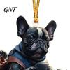 Christmas Party Hanging Decoration Puppy Riding Motorcycle Car Pendant, 2D Flat Acrylic Rearview Winter Holiday Decor Mirror Charm, Decoration,