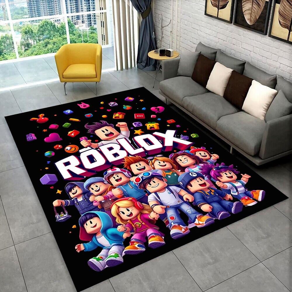 3D Cartoon R-Robloxs Game Carpet Rug for Playroom Bedroom Living Room Sofa Home Doormat Decor, Area Rug Non-slip Floor Mat Gift