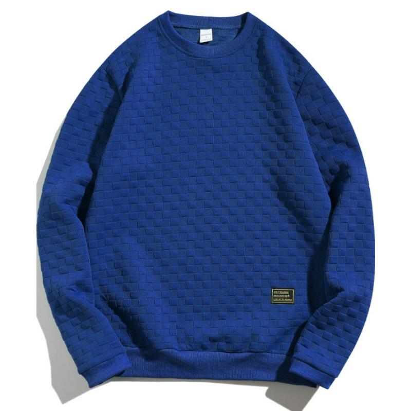 Foreign trade Men's sweater autumn and winter heavy plaid loose casual pullover round neck jacket