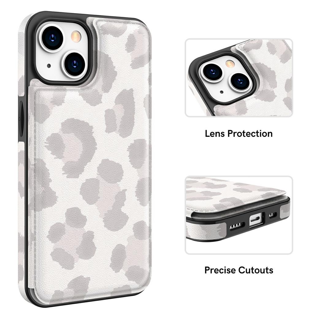 AHASTYLE WG08 For iPhone 14 Case Pattern Printing Wallet Kickstand Anti Drop Leather Phone Back Cover