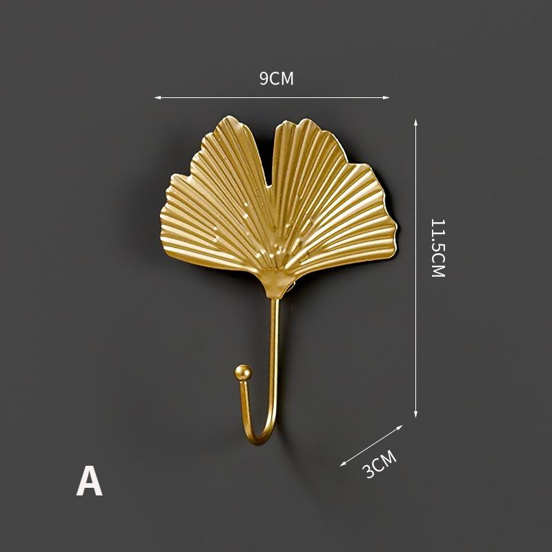 Retro Gold Leaf Shape Hanging Hooks Punch-Free Wall Hanger Hanging Storage Rack Towel Watch Bag Key Self Adhesive Household