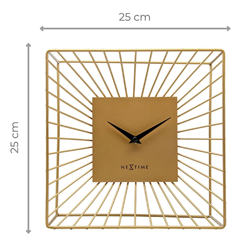 Nextime Vasco Metal Table or Wall Clock Gold - 25cm x 25cm x 12cm
