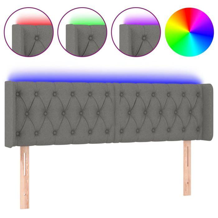 VidaXL LED Headboard Bedroom Furniture Double Bed Accessory Head of Bed Frame Interior Dark Grey 3123579