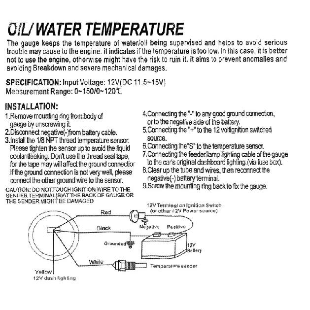 Black car oil temperature gauge 2 "52mm 50-150 ℃ oil temperature gauge red LED luminous needle