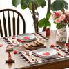 Buffalo Plaid Red Heart Valentine's Day Placemats Table Runner Seasonal Bow Tie Table Mats for Party Kitchen Dining Decoration
