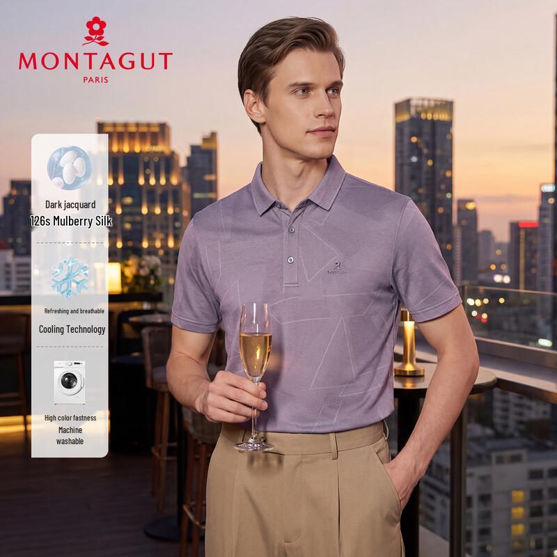 MONTAGUT Men's Silk Blend Summer Polo Shirt