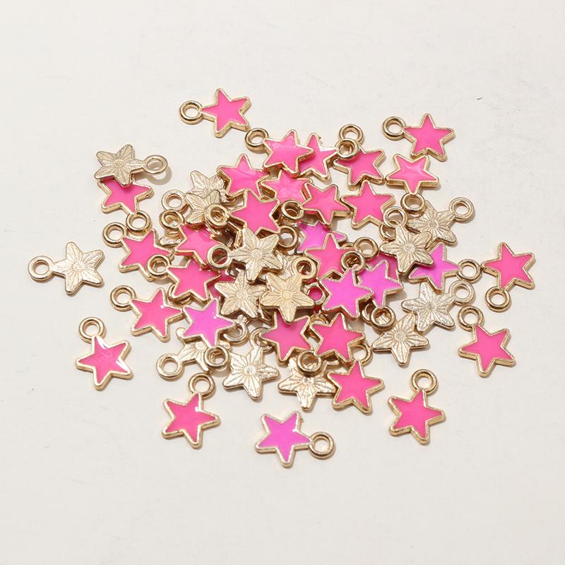 100pcs 6x8mm Enamel Small Stars Charms Pendant 9-colors Zinc Alloy Metal DIY Jewelry Making Accessories for Bracelet Necklace