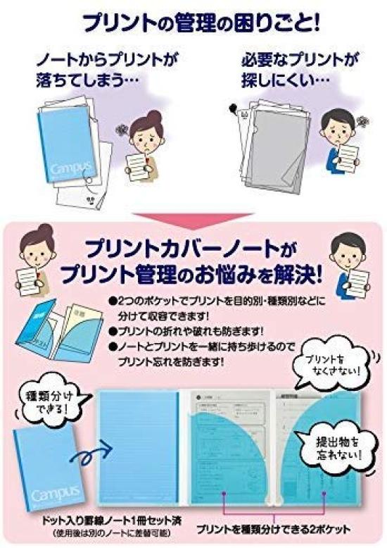 KOKUYO Campus Printed Separate Cover Note (by Purpose) No-623S10-5BGPY 4 Types, 1 Book Each