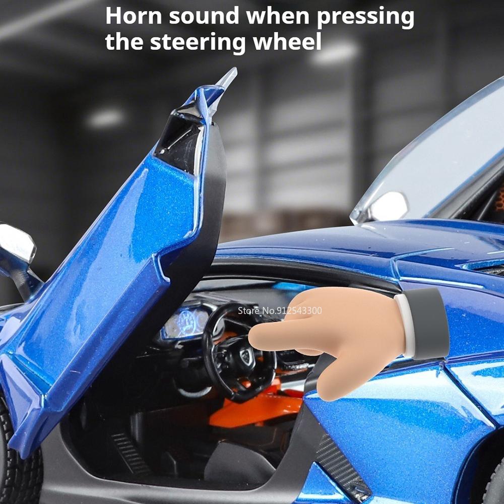 1:24 Scale Revuelto SVJ63 Sports Car Model Toy Shock Absorption Sound Light Miniature Sports Cars Models for Kids' Edutainment