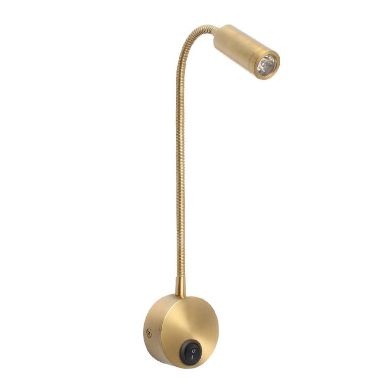 

Прикроватная лампа для чтения, рабочего кабинета, настенный светильник, бра, светодиодная лампа для чтения мощностью 3 Вт, настенный ночник, точечный светодиодный светильник для чтения на гибкой стойке Warm White 3000K золотой