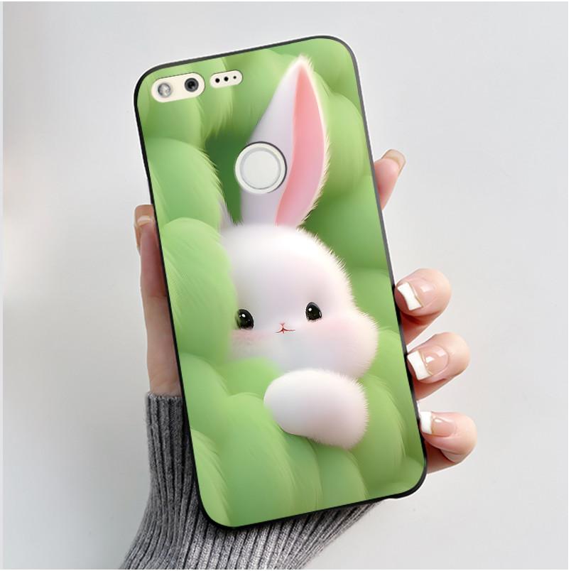 Luxury Cute Love Rabbit Cartoon Funny Case For Google Pixel XL Pixel1 1 XL Black Silicone Soft Phone Case Protective Back Cover