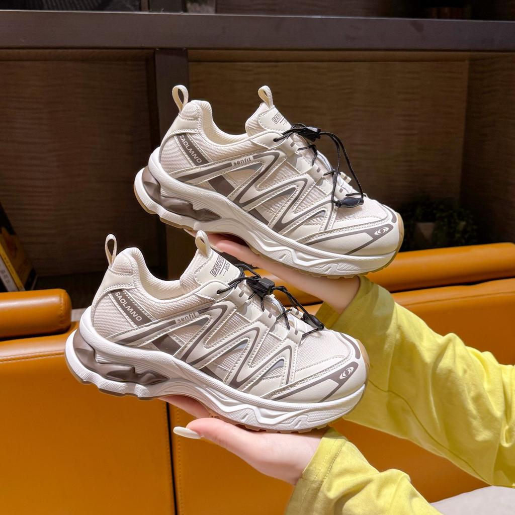 Korean Mesh Breathable Dad Shoes for Women In Summer 2025 New Fashion Versatile Sports and Leisure Lace-up Little White Shoes