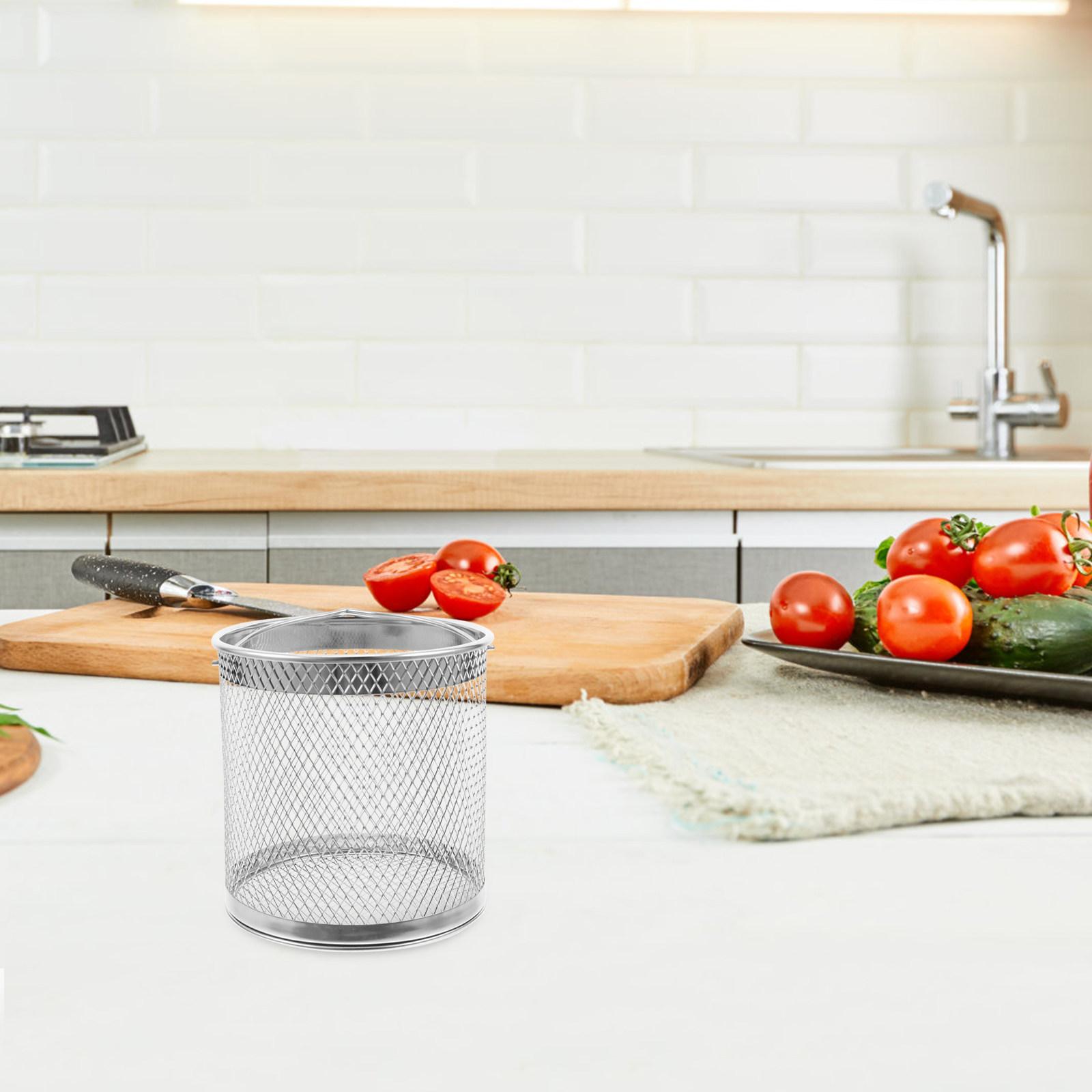 Oil Container Mesh Filter Sturdy Stainless Steel Pot Screen Strainer Replacement Grease Pot Mesh Strainer for Kitchen 12X11.9X11.9CM