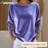 JPNTKY Women's Fashion Casual Solid Color Print Long Sleeve O-Neck Blouses & Shirts