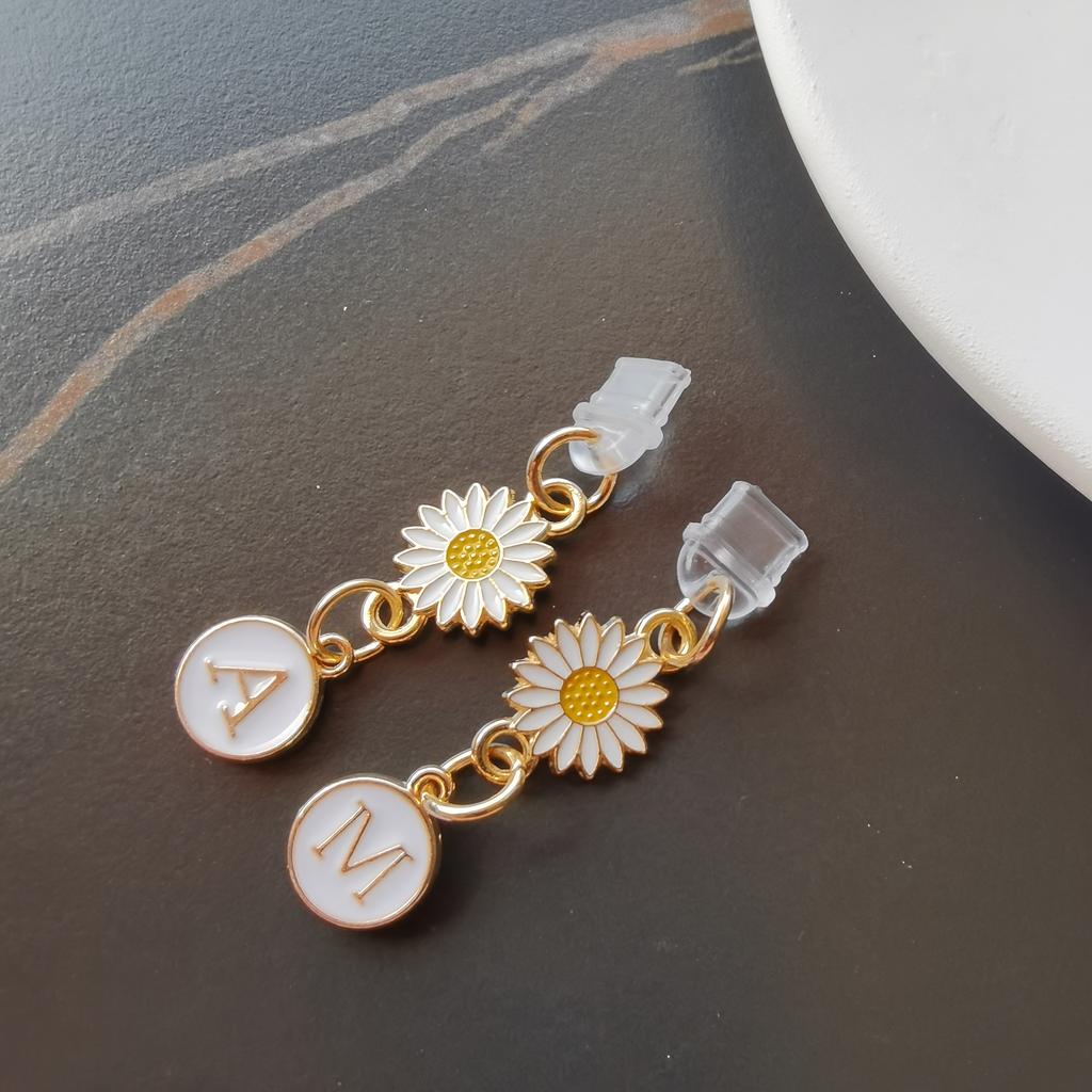 1 szt. Kreatywny stokrotka/słonecznik litera zatyczka przeciwkurzowa do telefonu komórkowego/europejskie i amerykańskie 26 wielkich liter A-Z zawieszka do telefonu komórkowego