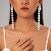 Light Luxury Acrylic Diamond-encrusted Rectangular Tassel Silver Needle Earrings Fashionable Long Temperament Earrings
