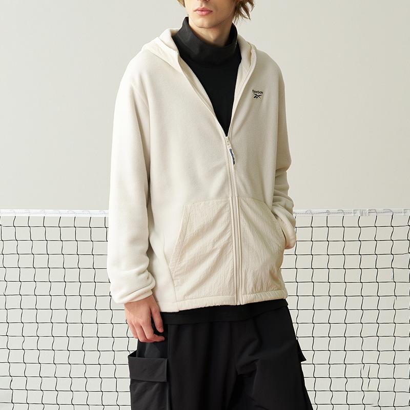 Reebok Přehoz s kapucí s potiskem loga Unisex bundy Off-White 24FRC105UGW2