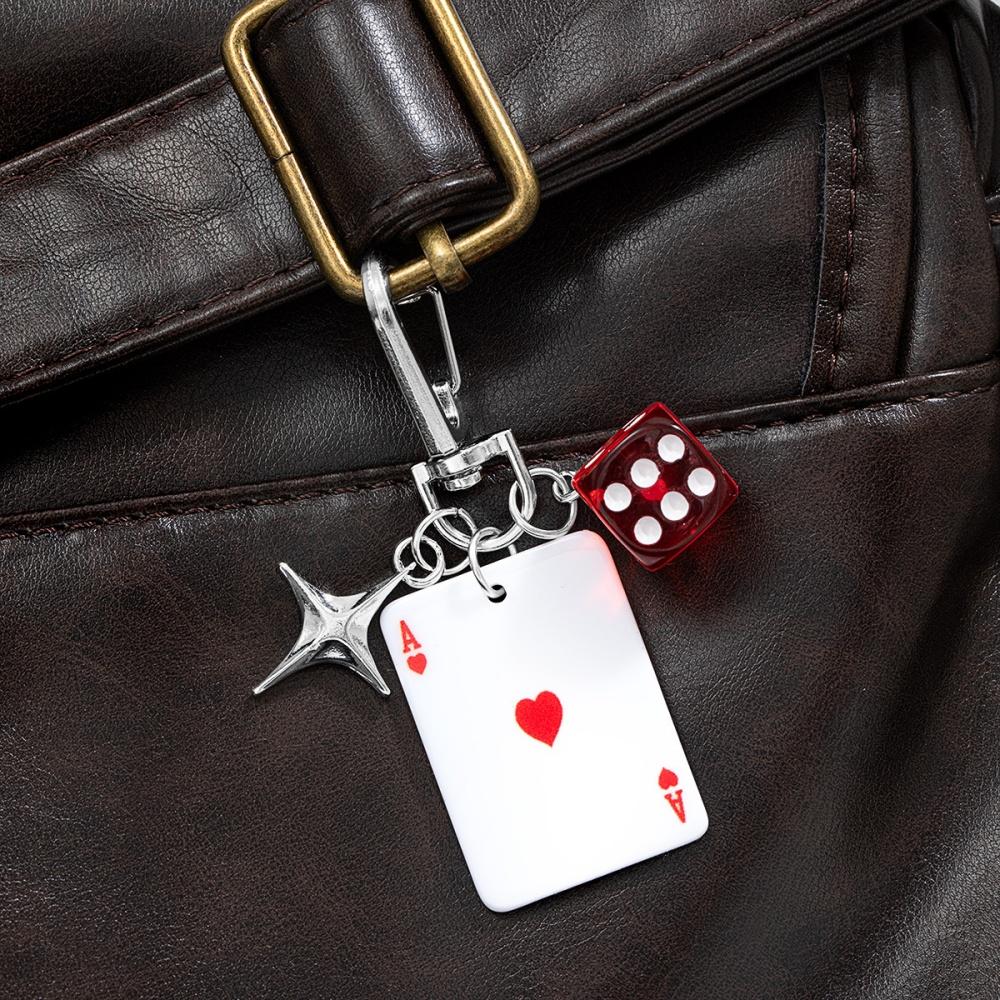 

1pc Poker Dice Star Keychain, Retro Cool Style, Suitable for Bag Charm / Key Decoration / Personalized Accessory
