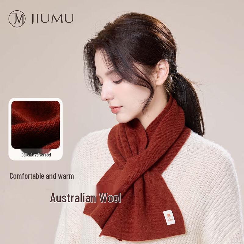 JIUMU Women's Pure Wool Cross Neck Scarf