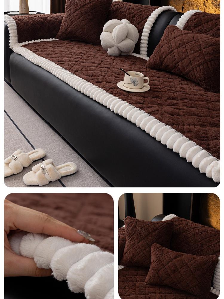 Corduroy Sofa Cushion Non-Slip Thickened Sofa Cover Cloth Warm Dust Soft Velvet Warm Backrest Armrest Towels Window Sill Pad