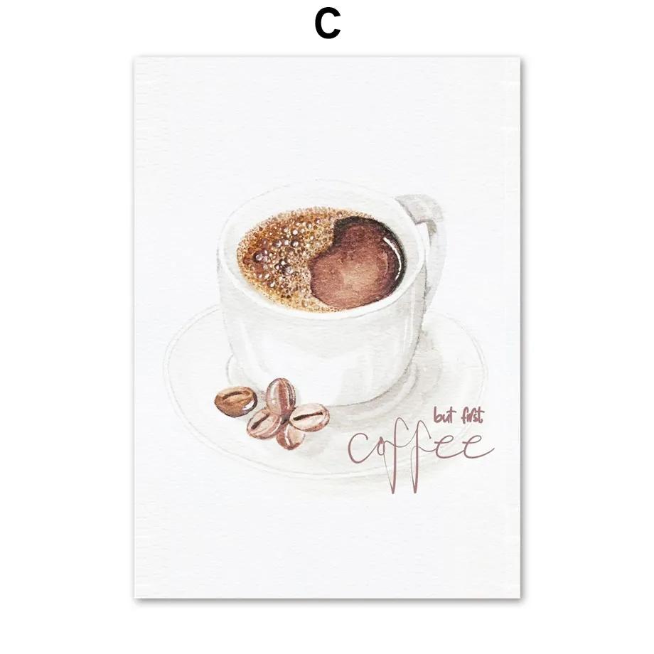 Nordic Elegant Coffee Caffeine Cocoa Cup Wall Art Canvas Painting Posters And Prints Pictures For Kitchen Surrealism Home Decor