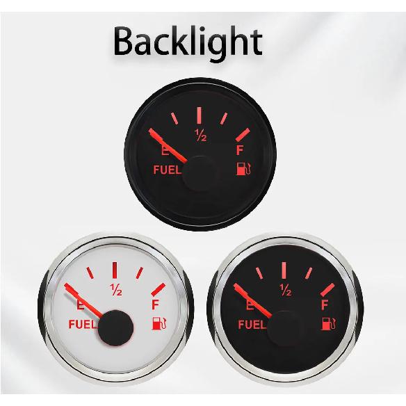 RHAXEL 52mm (2'') Fuel Level Gauge Adjustable Signal for Car Vessels Tractor with Red Backlight 9-32V