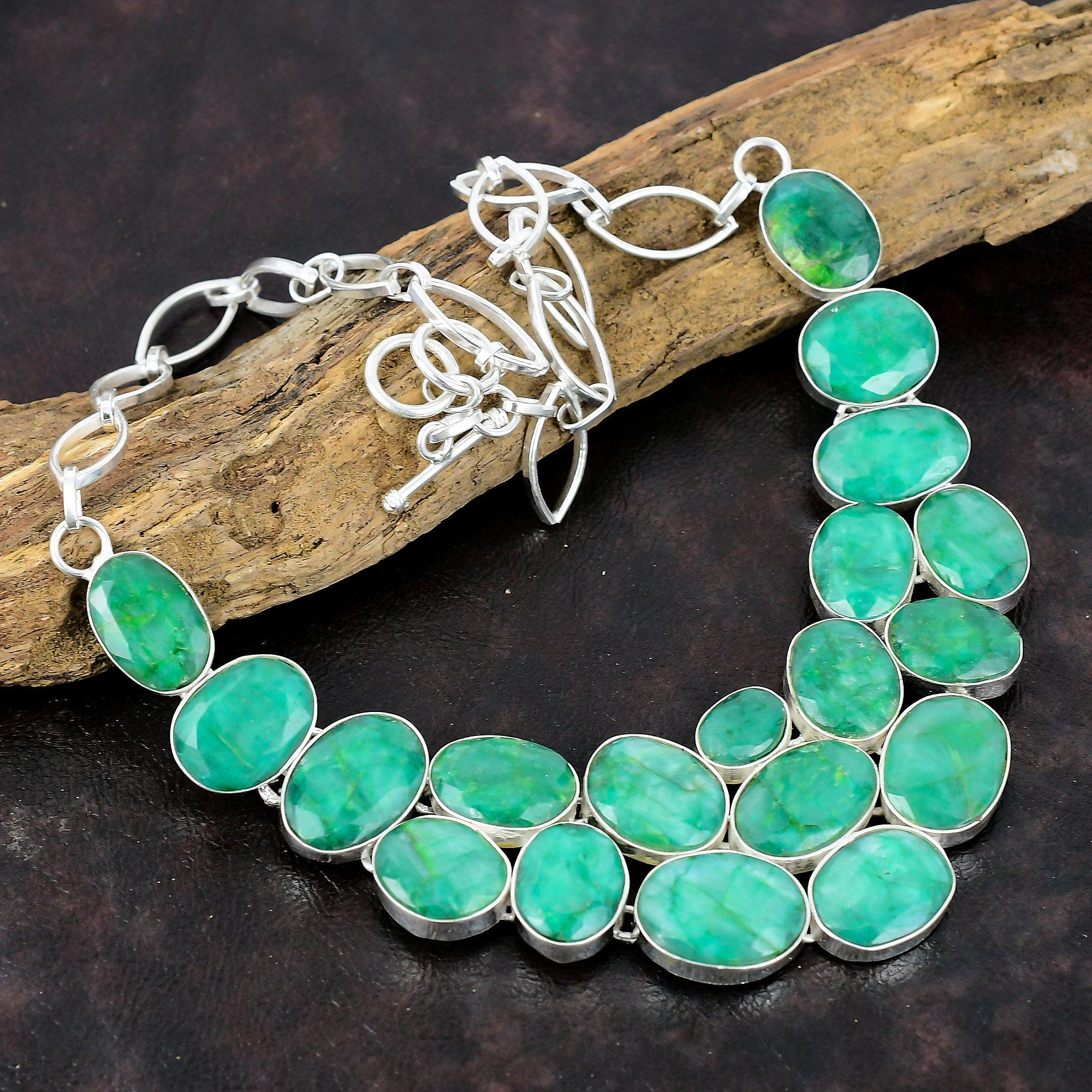 

Ожерелье с подвеской из стерлингового серебра 925 пробы с бразильским изумрудом 18 дюймов