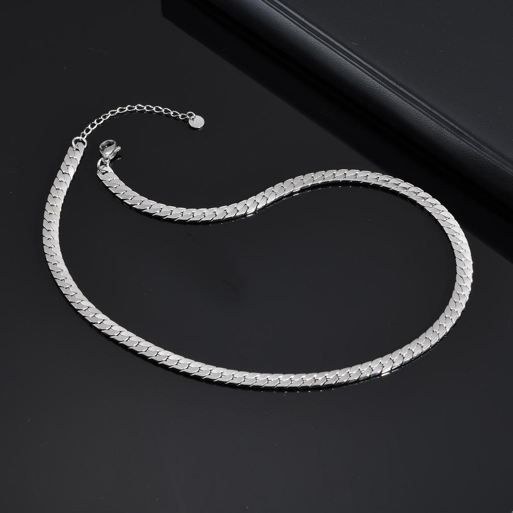 Xiaomi Vnox Wasserdichte Flache Kubanische Edelstahl-Kettenhalsketten für Männer Frauen, Kurzes Choker-Halsband, Miami Curb-Glieder Schmuck