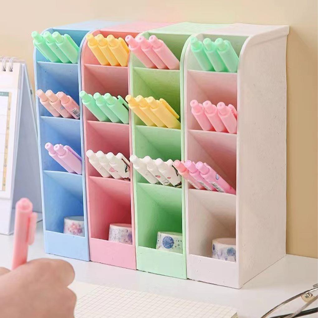 Space-Saving and Versatile Desk Pen Holder with Easy Access Multi-Functional ABS Pencil Makeup Organizer Desk Tidy, Pink